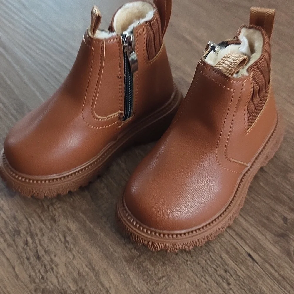 Brown Fur Line Warm Wintwe Kids Booties 6